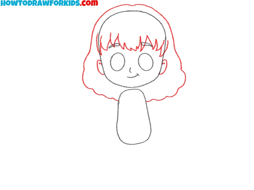 Sketch the outline of the hair