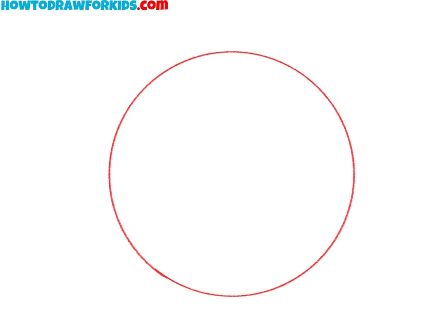 Sketch a large circle for the body