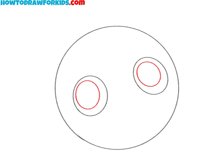 Sketch the pupils inside the eyes