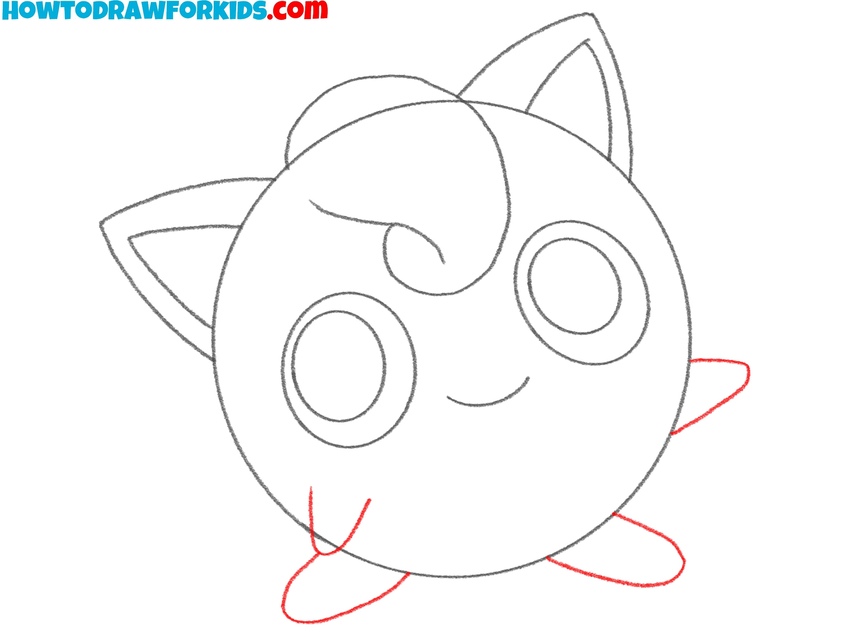 Draw Jigglypuff’s simple limbs