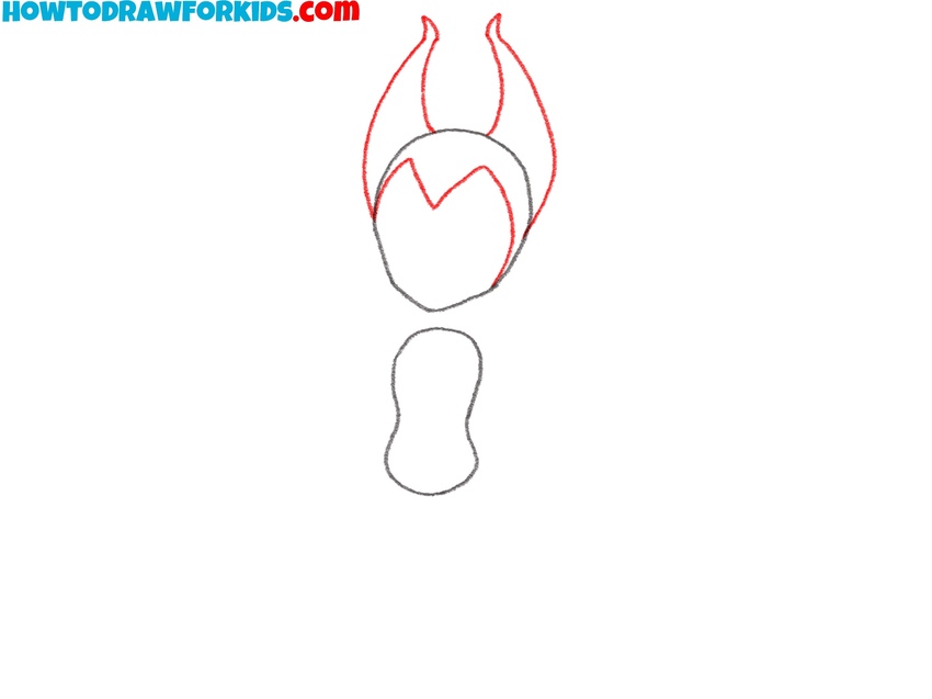 Draw the headdress with horns