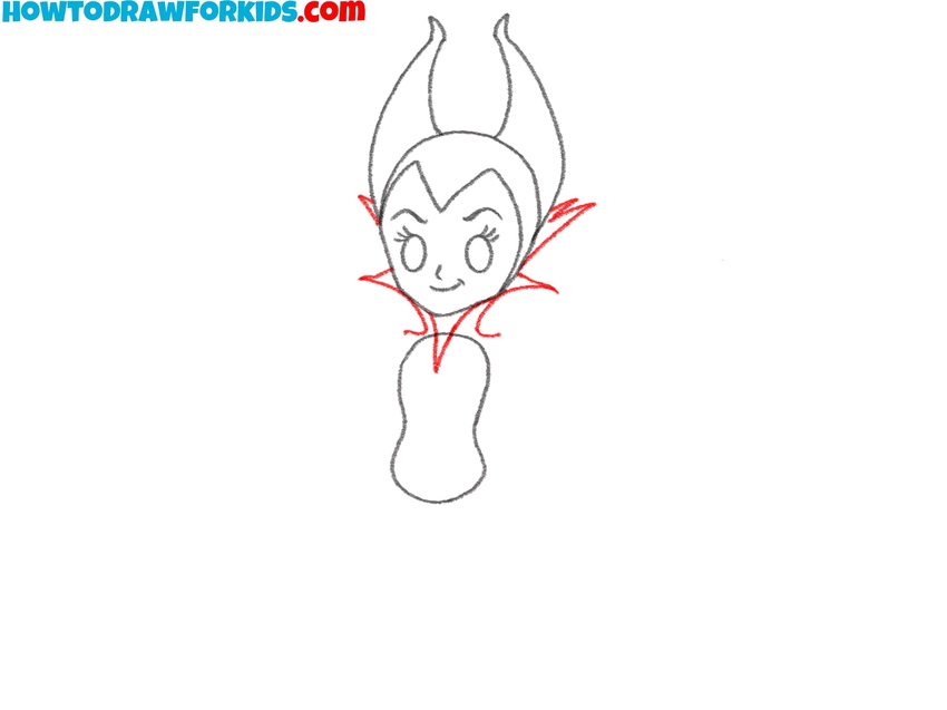 Sketch the sharp collar shape