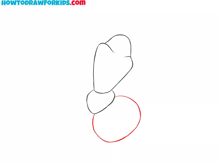 Sketch the snowman’s lower body