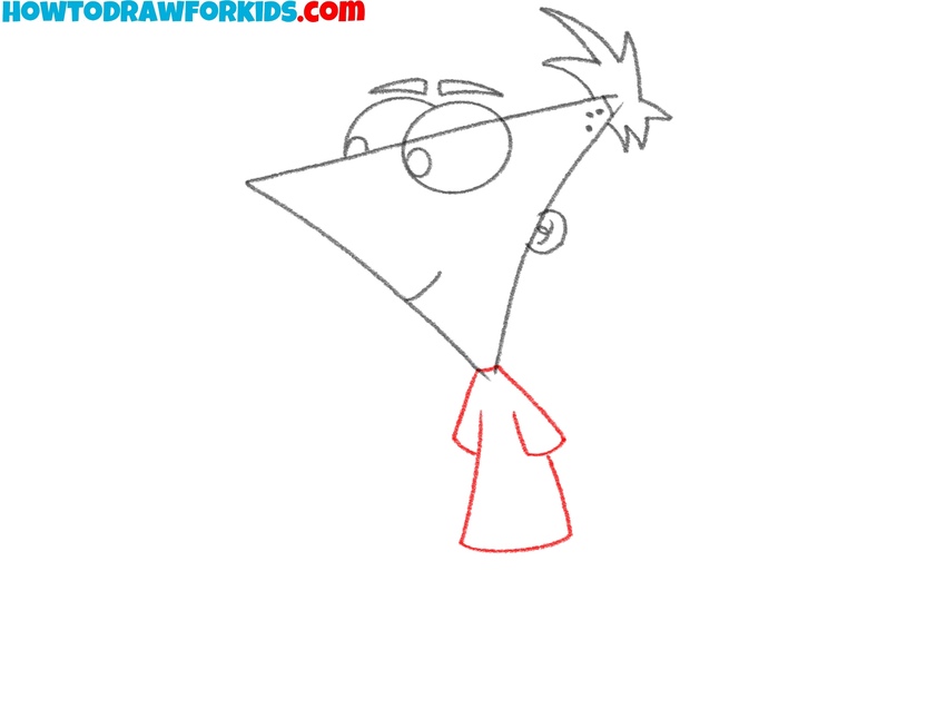 Sketch the upper body and simple T-shirt
