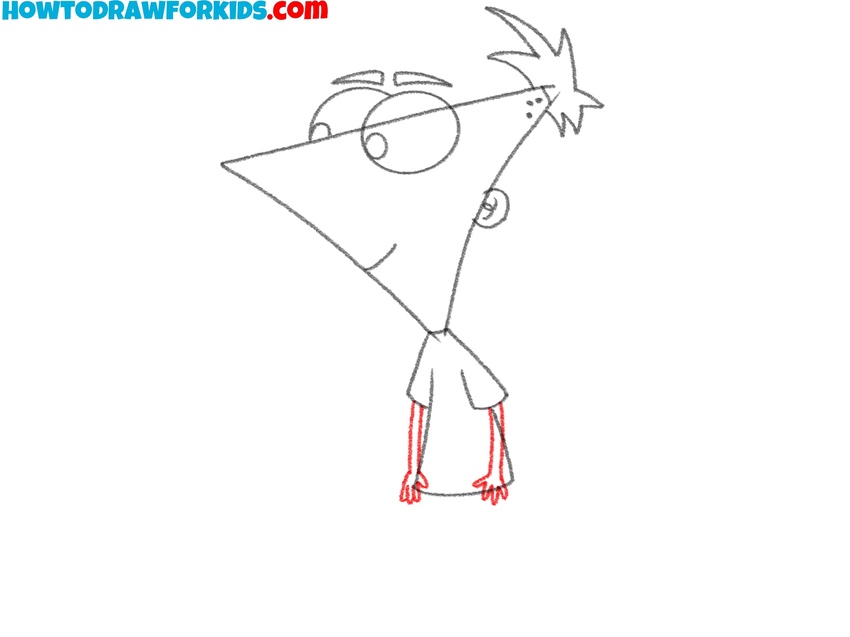Draw Phineas’s thin arms and small hands