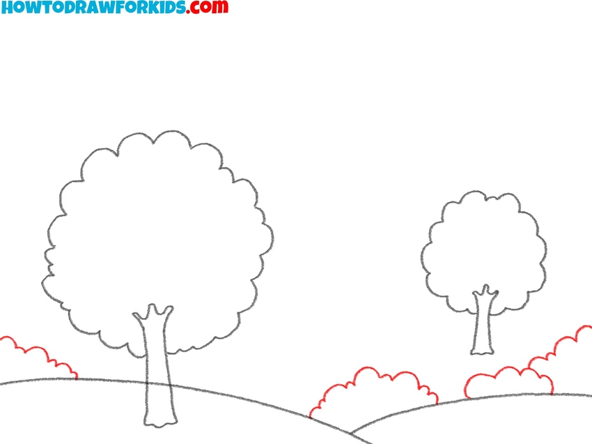Draw bushes along the hills