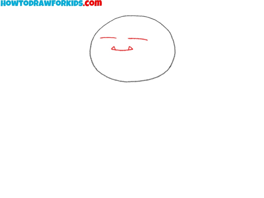 Sketch the closed eyes and mouth
