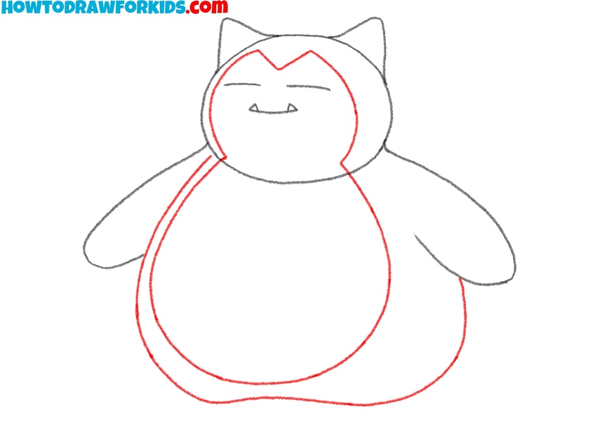 Sketch the round body of the Pokemon