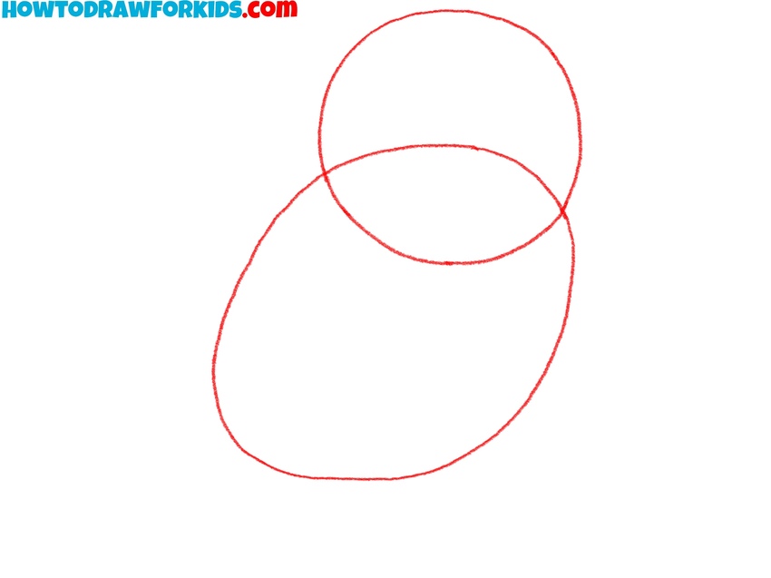 Sketch the overlapping head and body shapes
