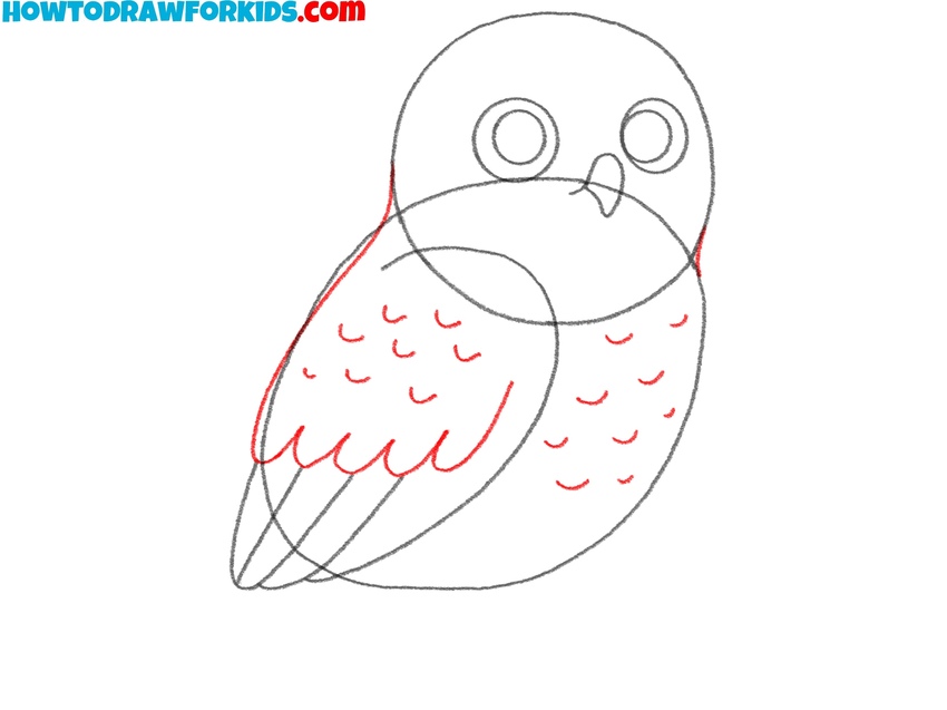 Sketch the feather texture on the body