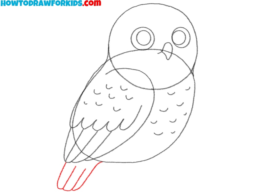 Add the short tail feathers