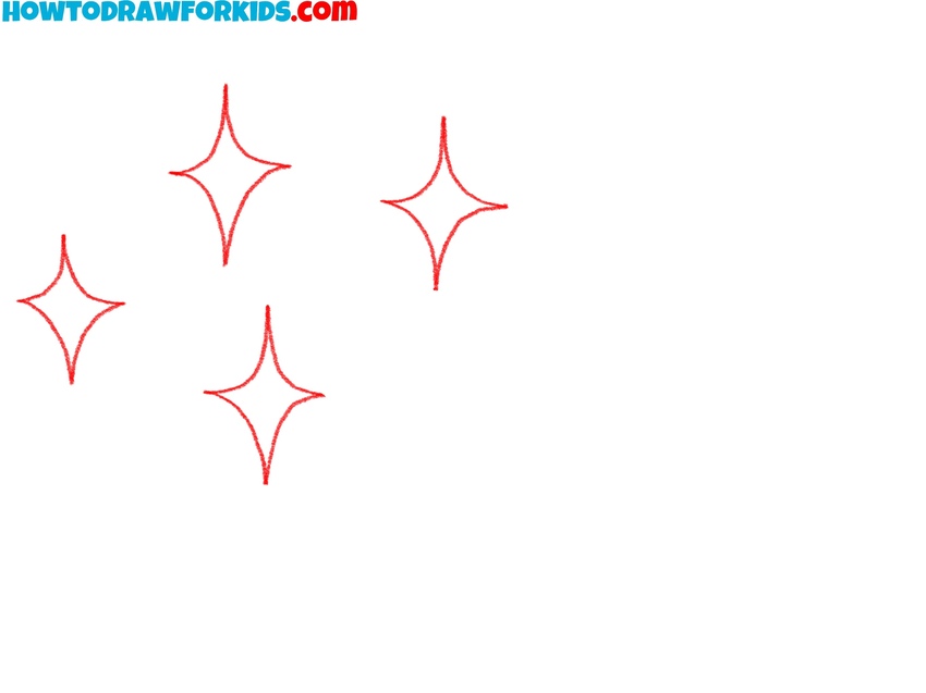 Outline the first sparkle shapes