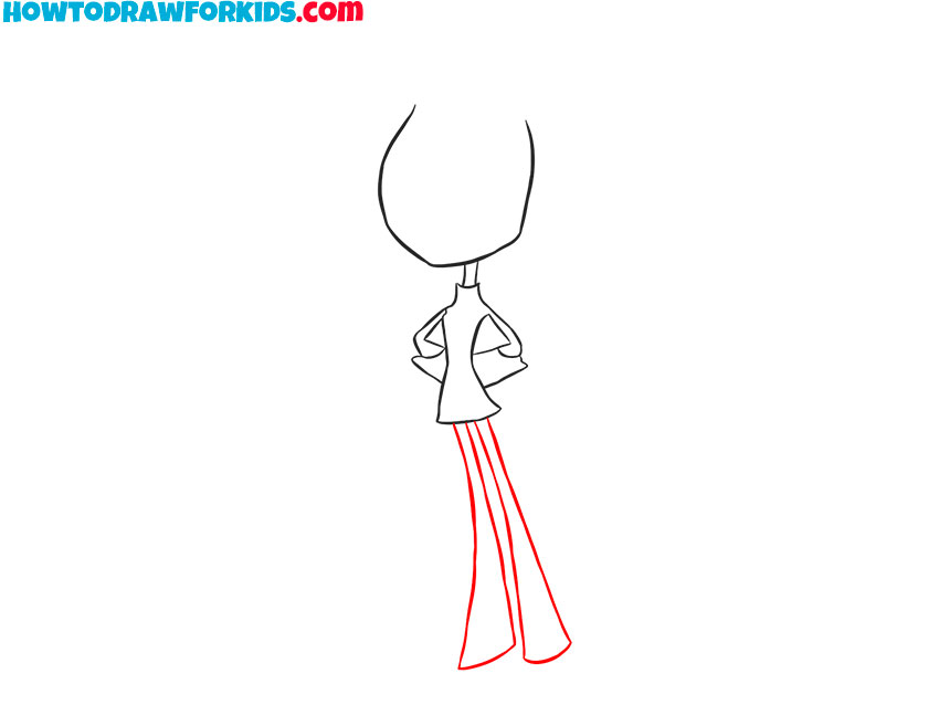 Sketch the character’s legs