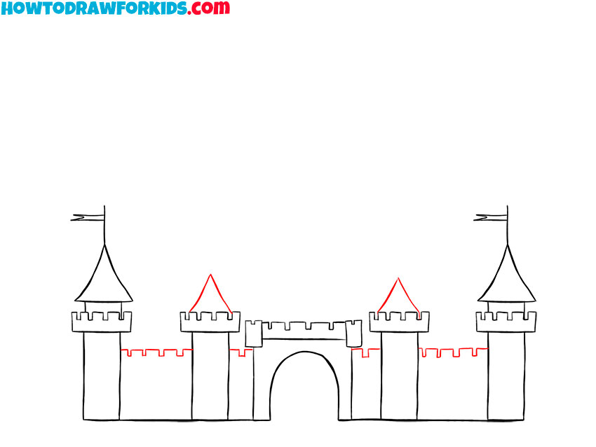 Draw the walls of the Disney castle