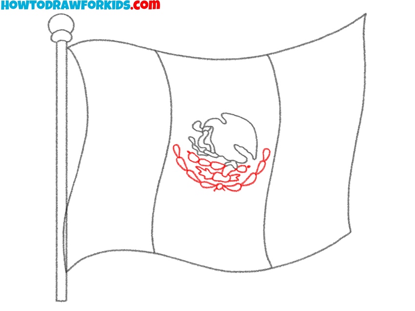 Sketch the cactus below the eagle
