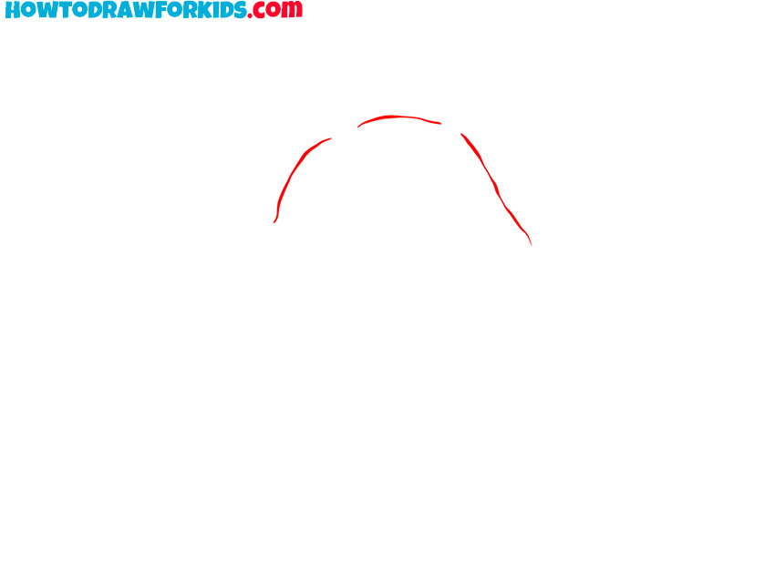 Sketch the rounded top of the forest spirit