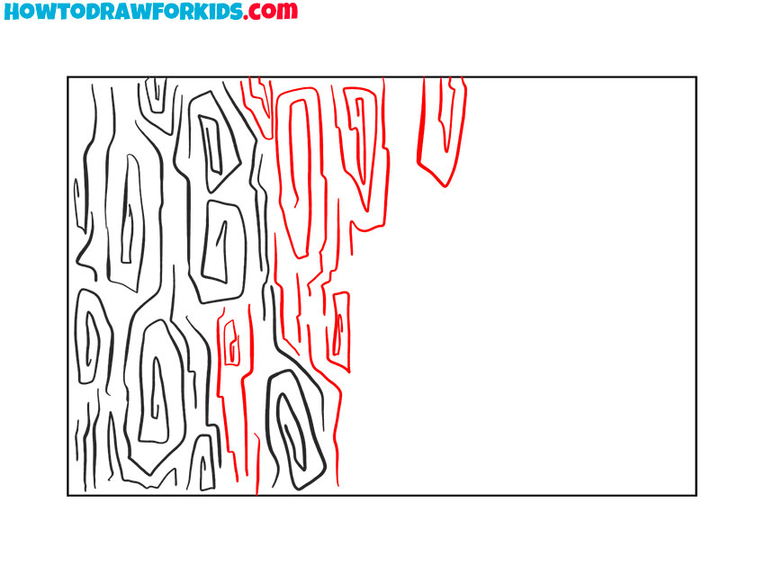 Continue drawing the bark texture