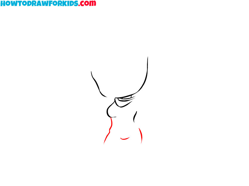 Draw out the torso of Zero Two