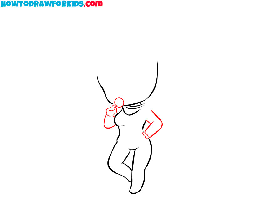 Draw the arms and the lollipop in hand