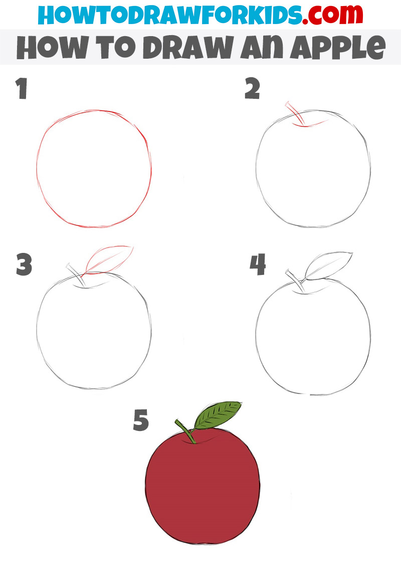 easy apple drawing tutorial