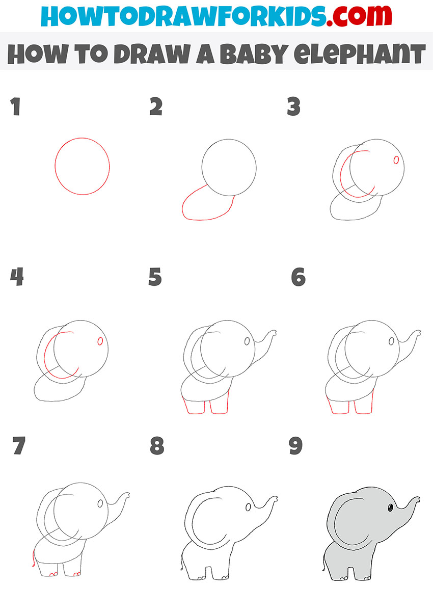 easy baby elephant drawing tutorial
