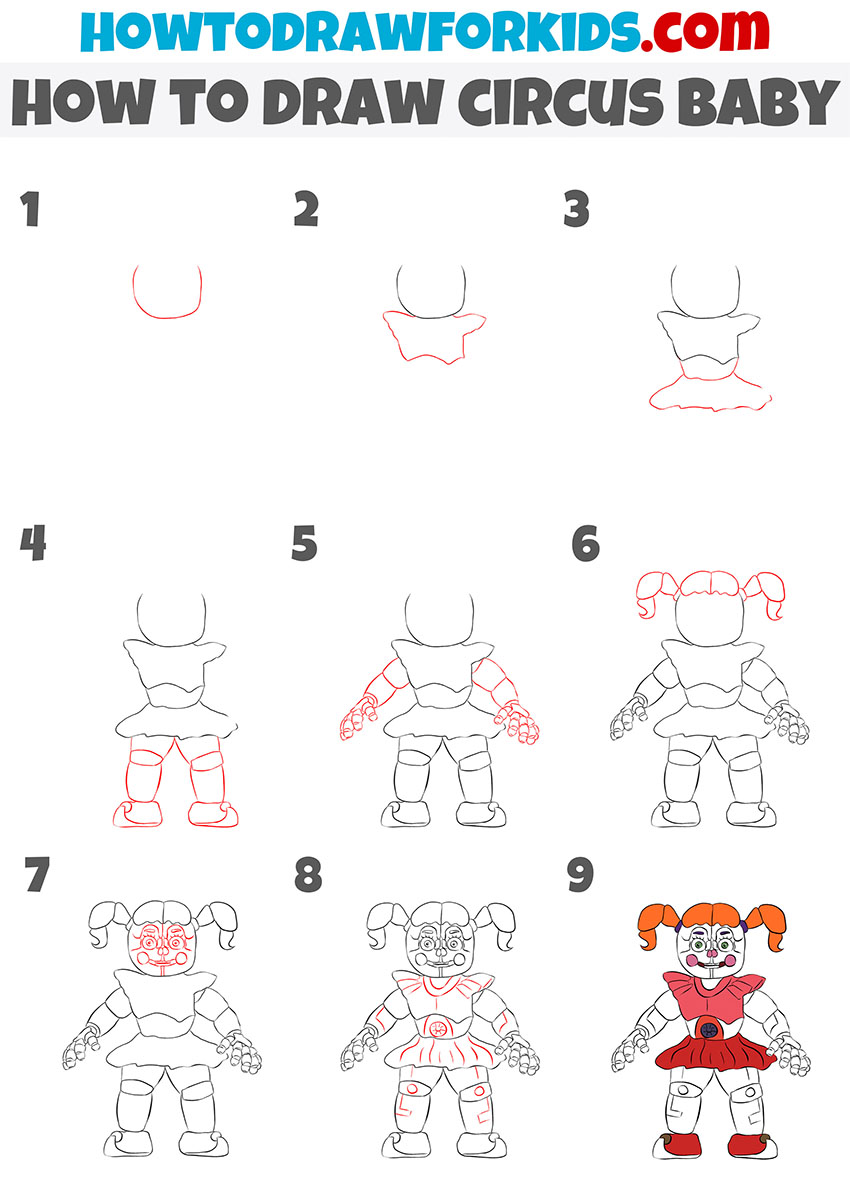 easy circus baby drawing tutorial