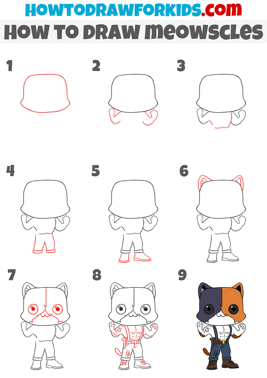 easy meowscles drawing tutorial