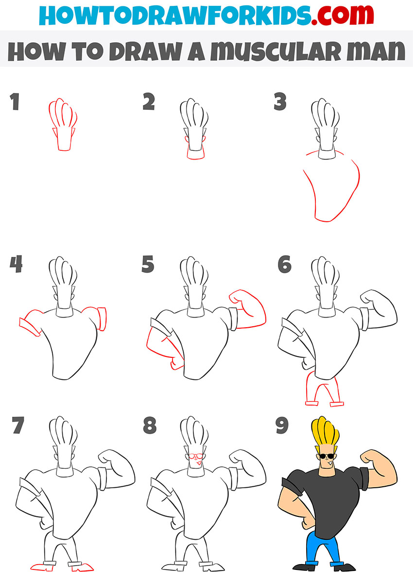 easy muscular man drawing tutorial