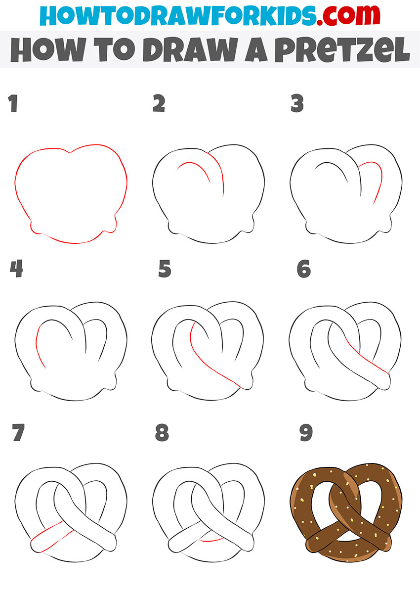 easy pretzel drawing tutorial