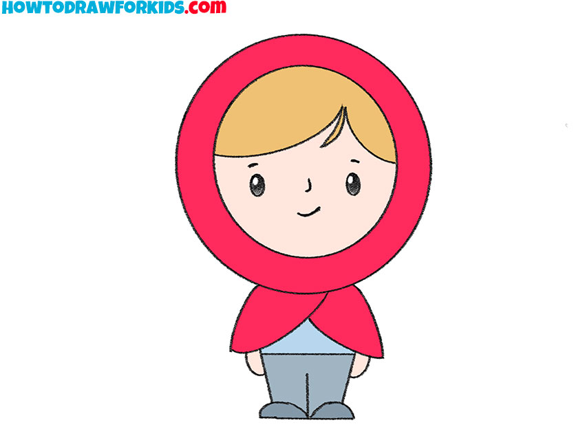 easy way to draw a little red riding hood