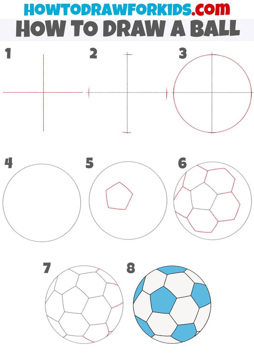 how to draw a ball step by step