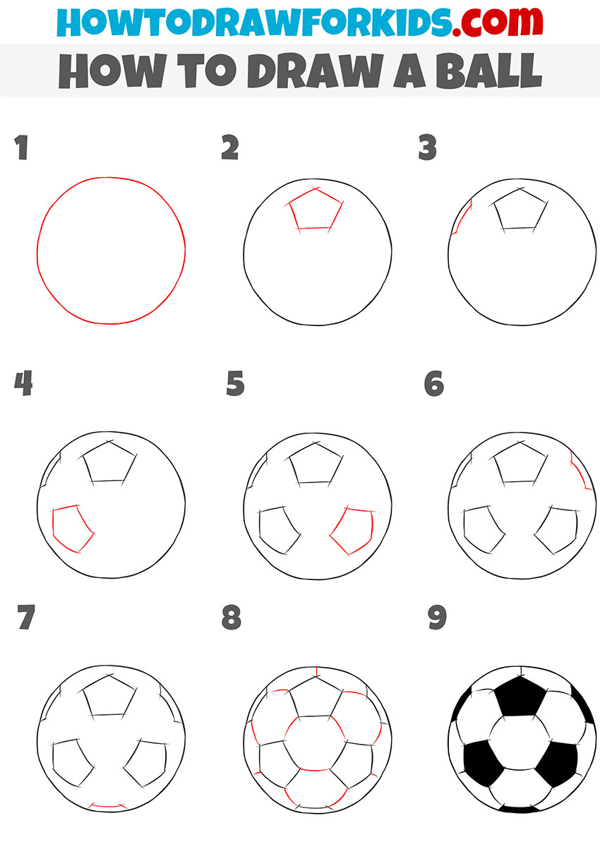 how to draw a ball step by step