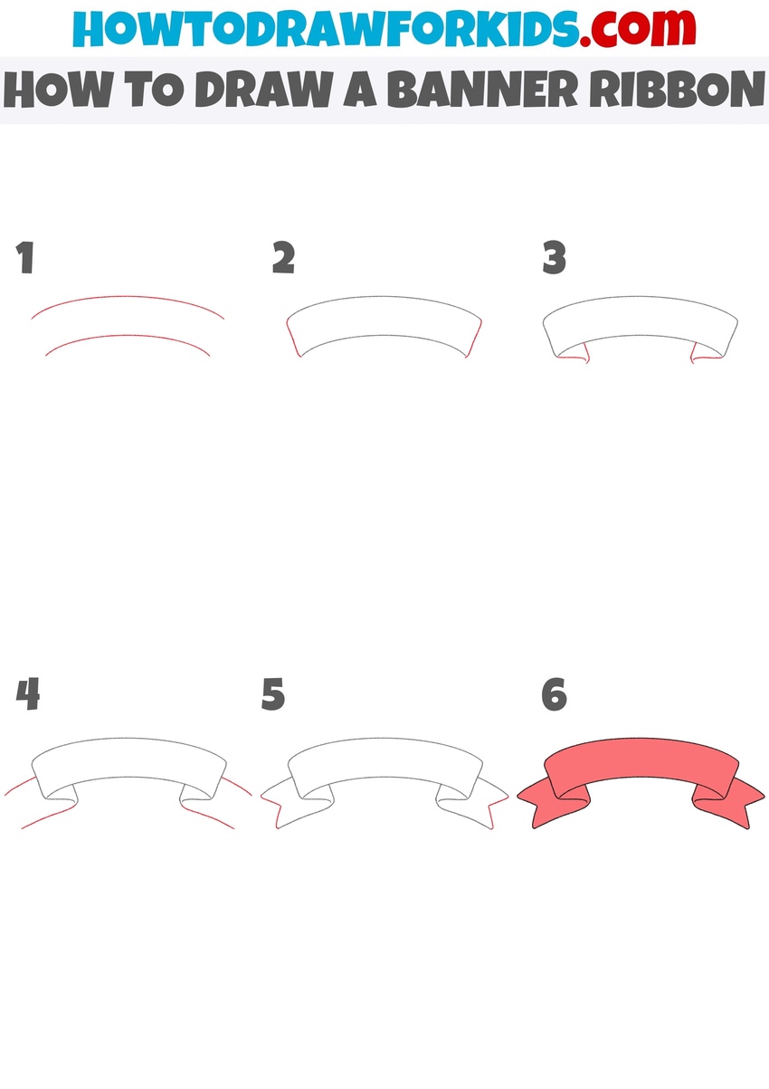 how to draw a banner ribbon step by step