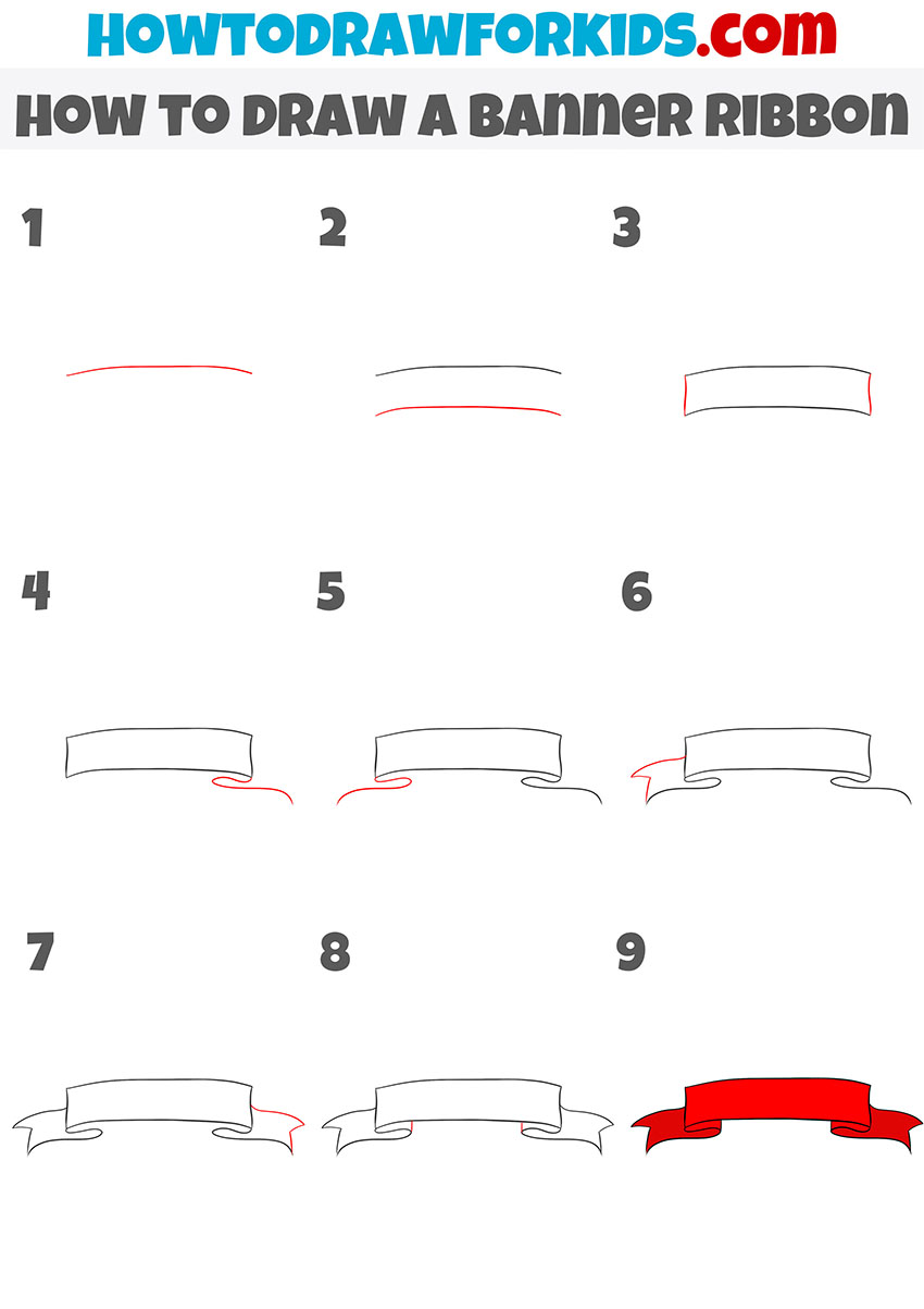 how to draw a banner ribbon step by step