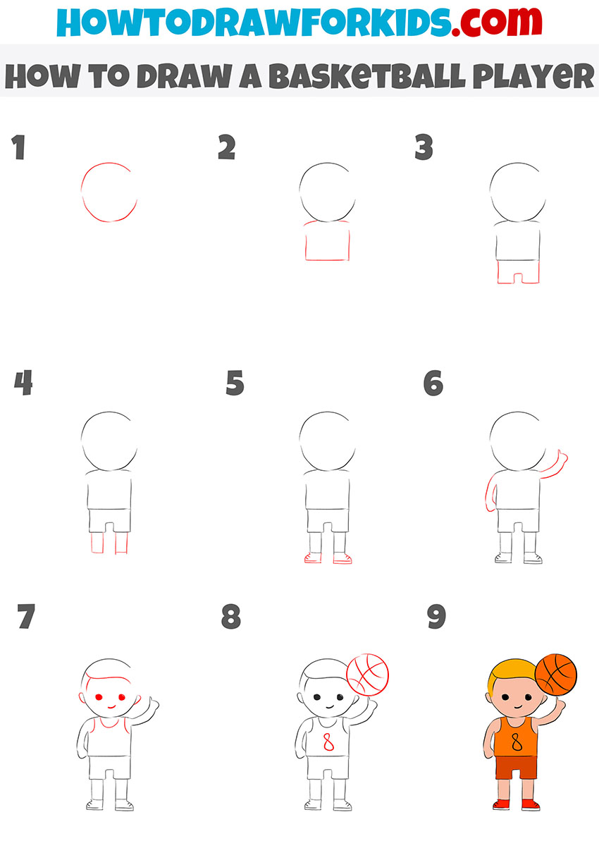 how to draw a basketball player step by step