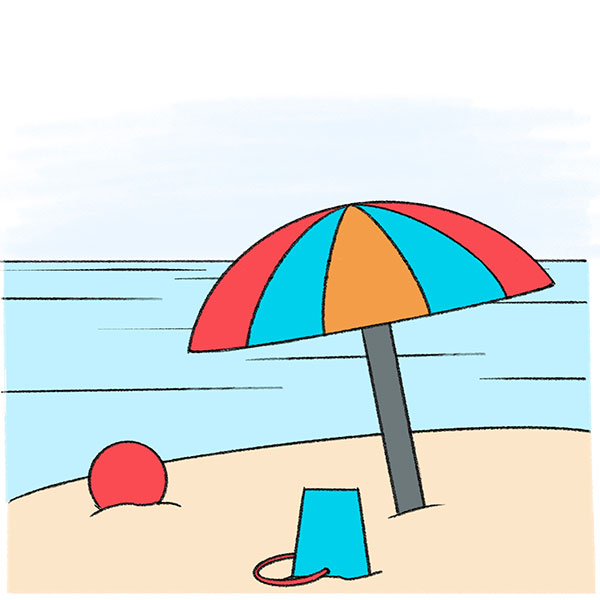 how to draw a beach for kids