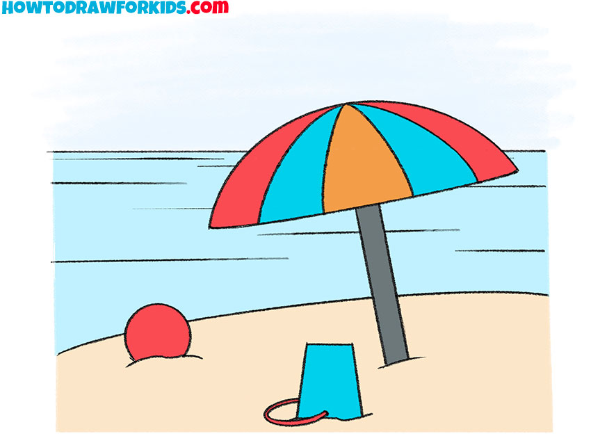 how to draw a beach step by step easy