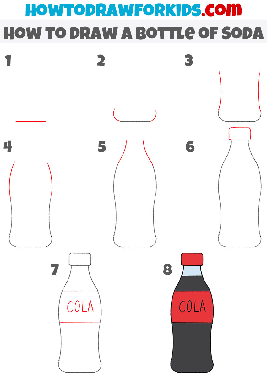 how to draw a bottle of soda step by step
