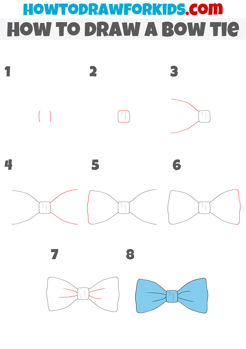 how to draw a bow tie step by stepp