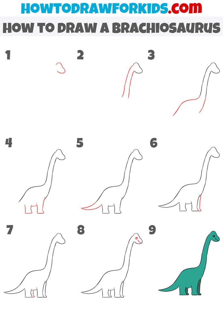 How to Draw a Brachiosaurus Easy Drawing Tutorial For Kids