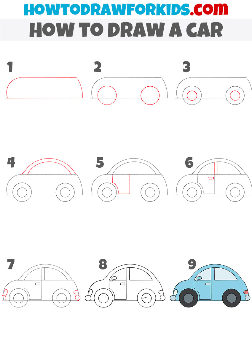 how to draw a car step by step