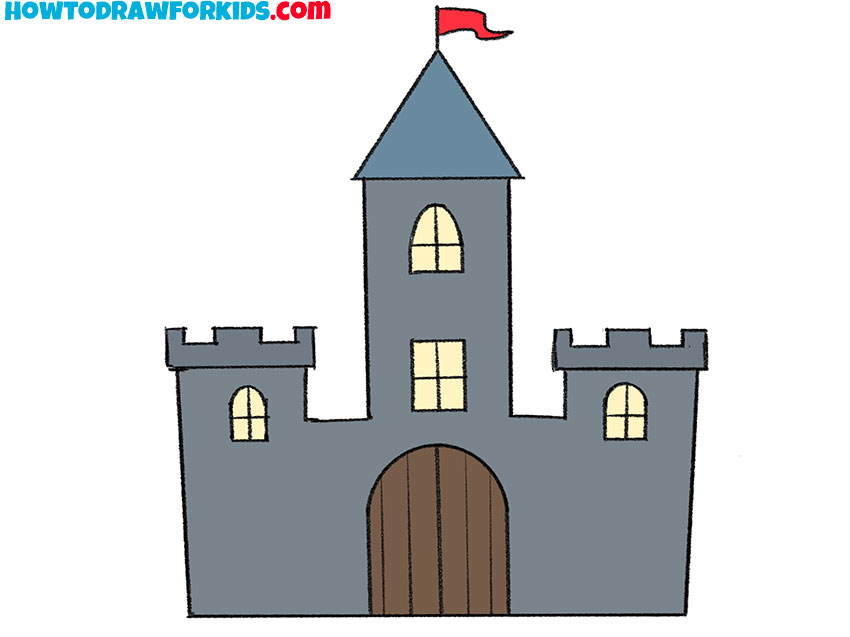 how to draw a castle step by step easy