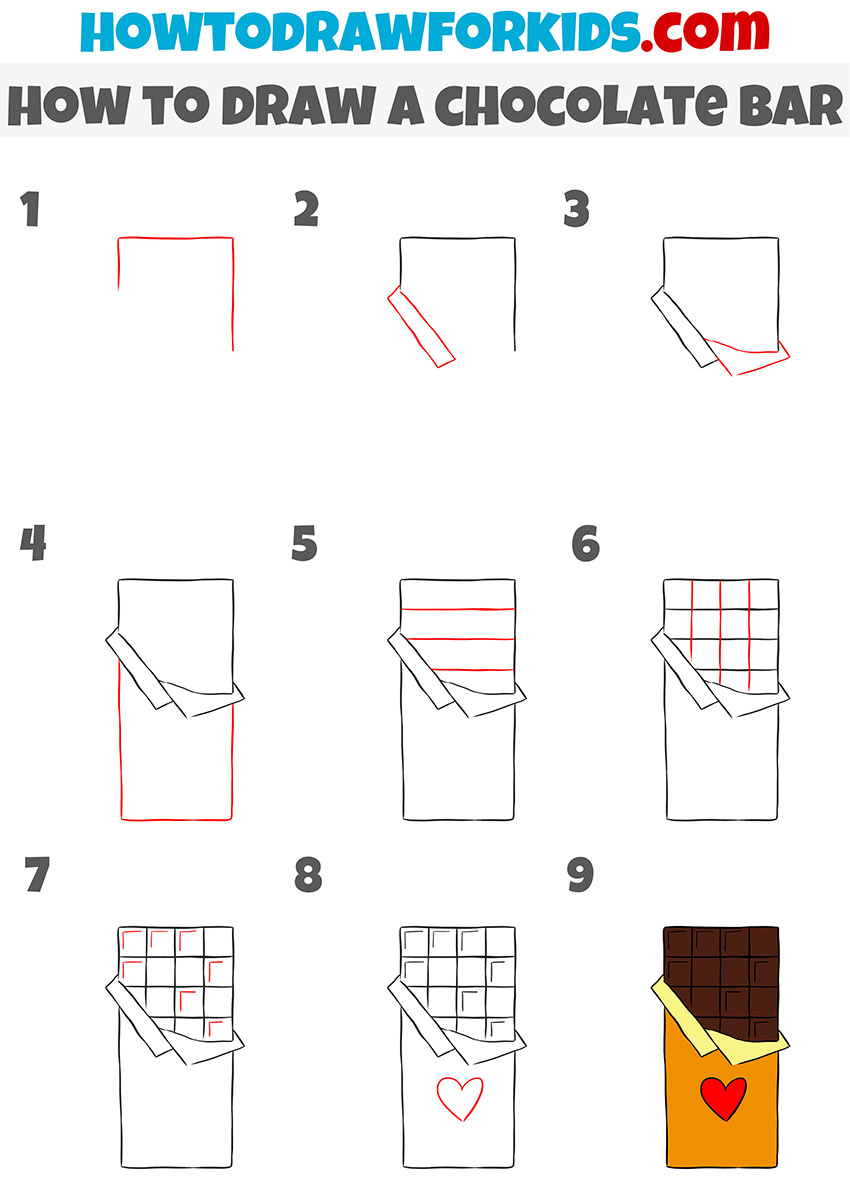 How to Draw a Chocolate Bar Easy Drawing Tutorial For Kids