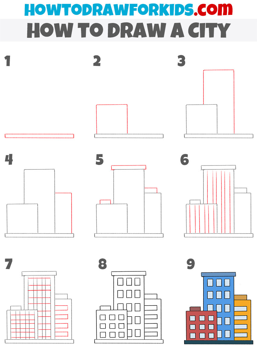 how to draw a city step by step
