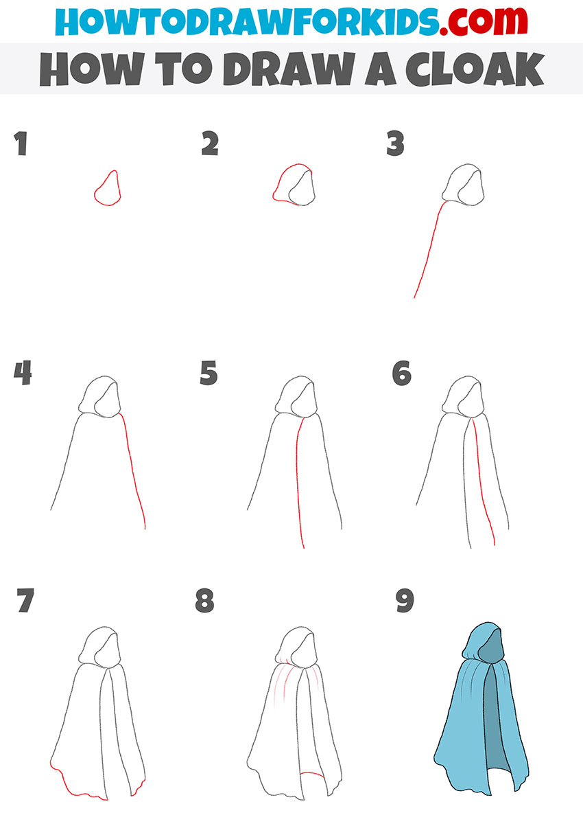 how to draw a cloak step by step