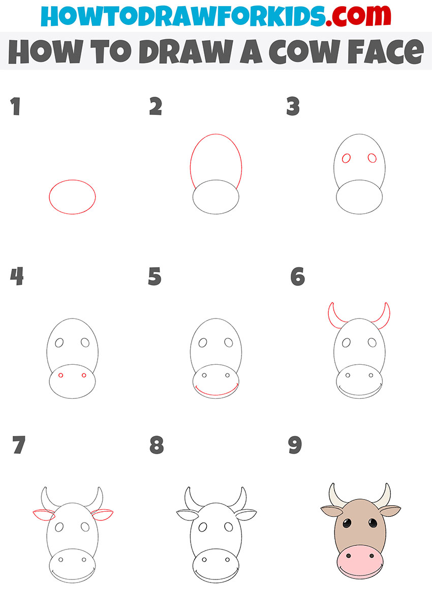 how to draw a cow face step by step