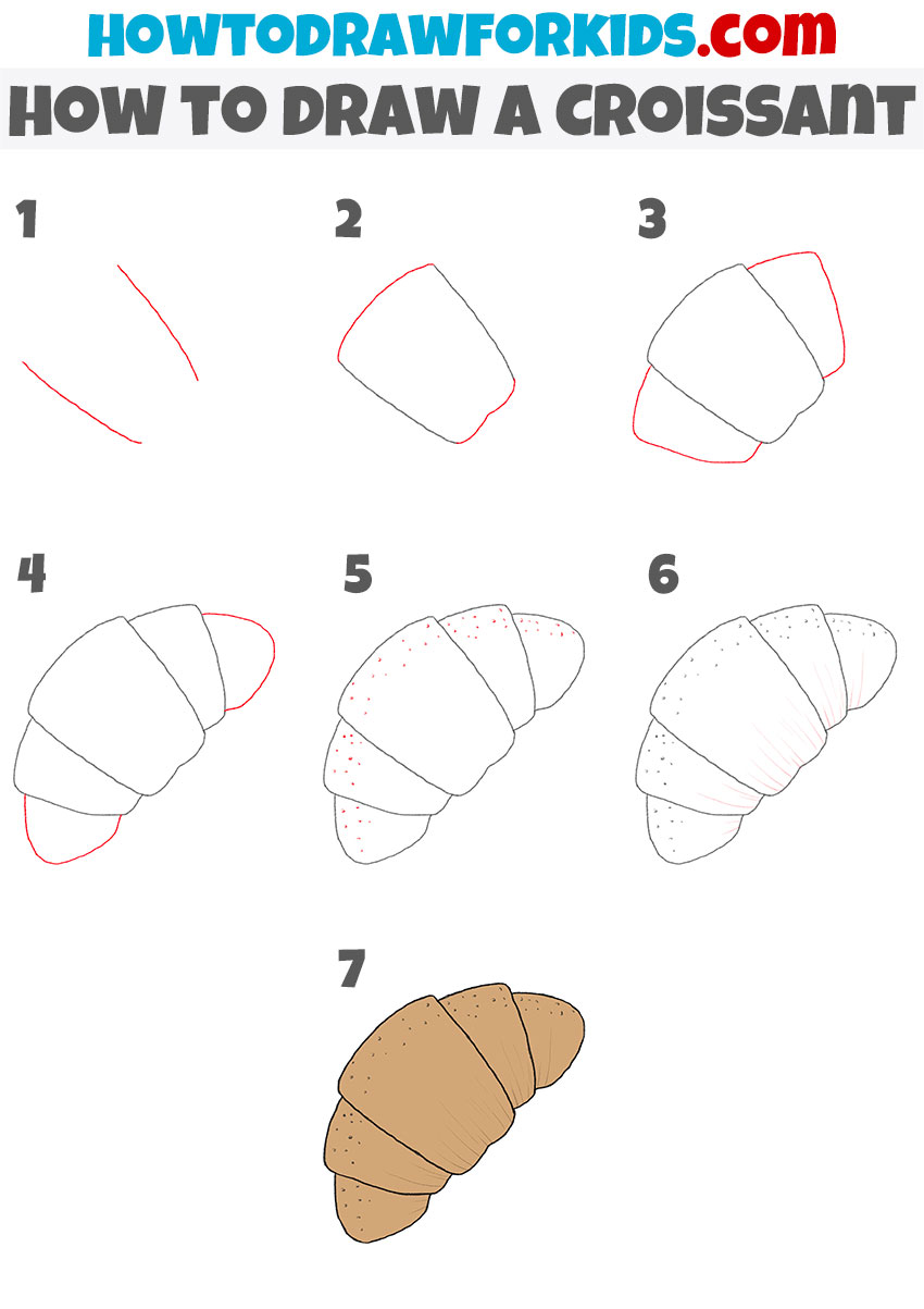 how to draw a croissant step by step