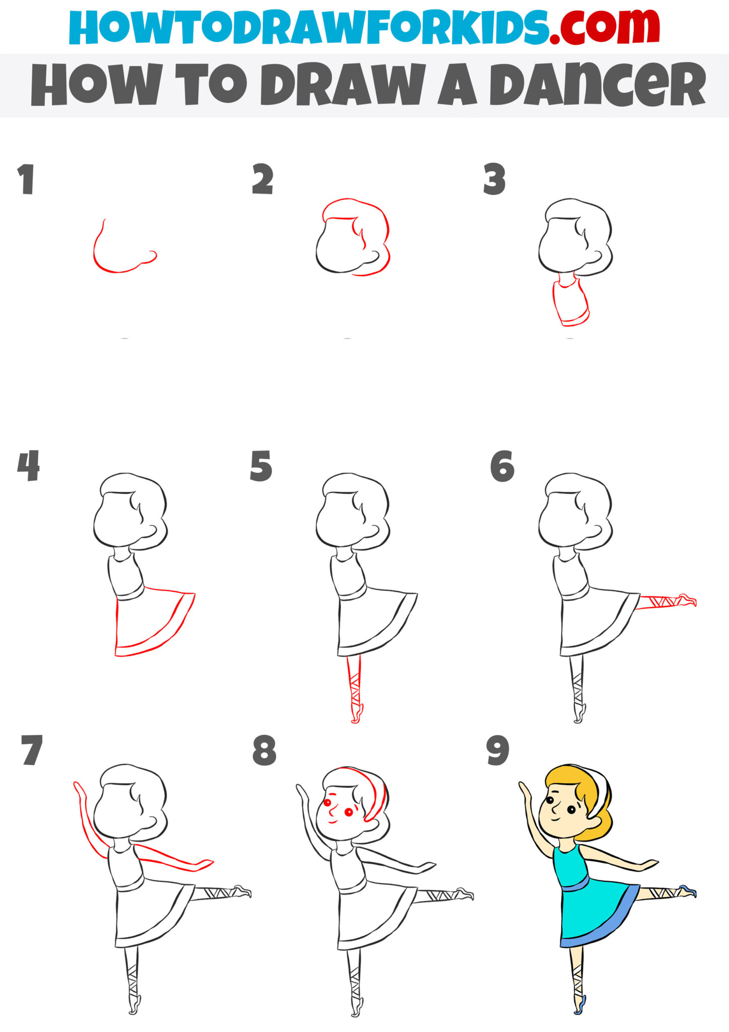 How to Draw a Dancer - Easy Drawing Tutorial For Kids