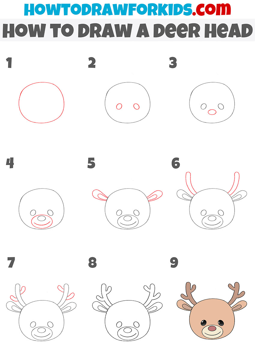 how to draw a deer head step by step