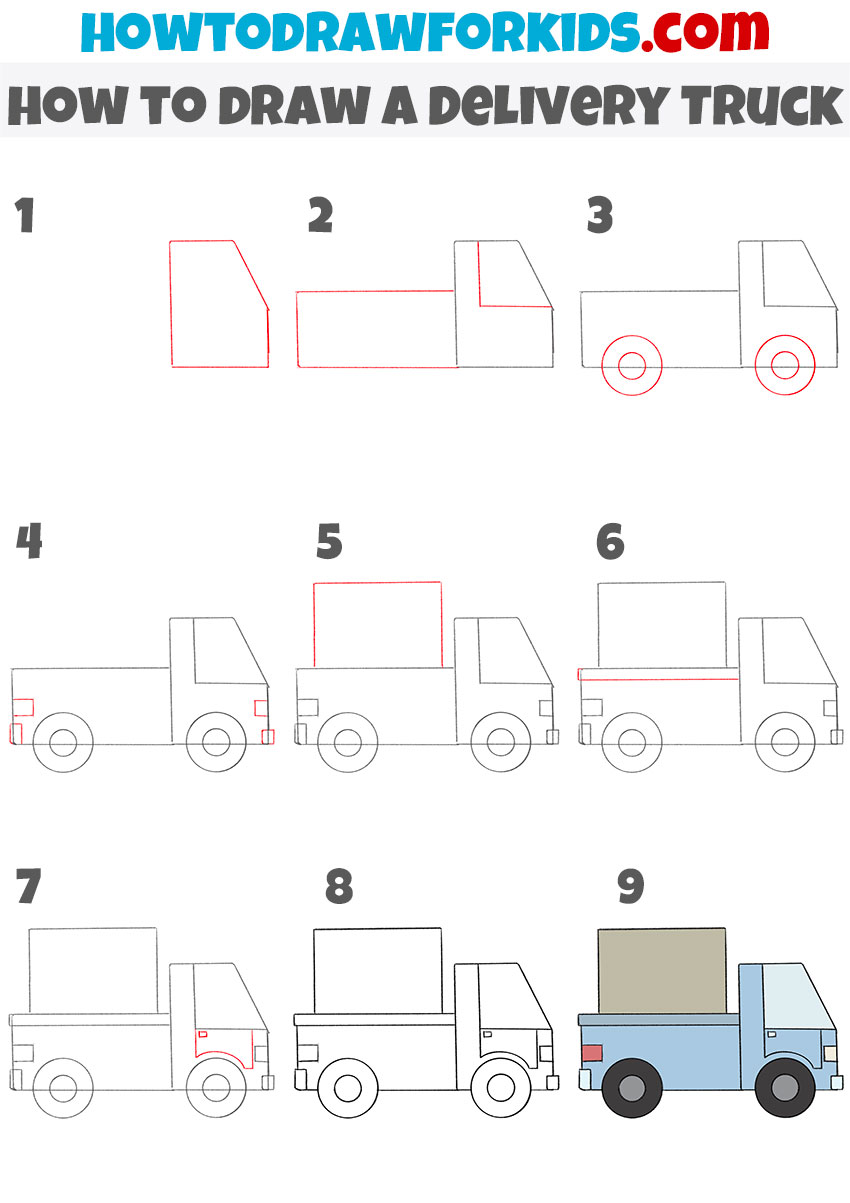how to draw a delivery truck step by step